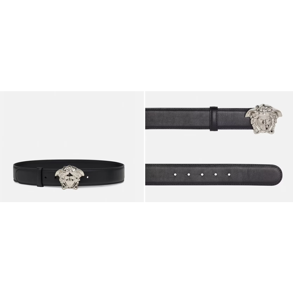 Versace La Medusa Leather Black Belt 9538 Brand New